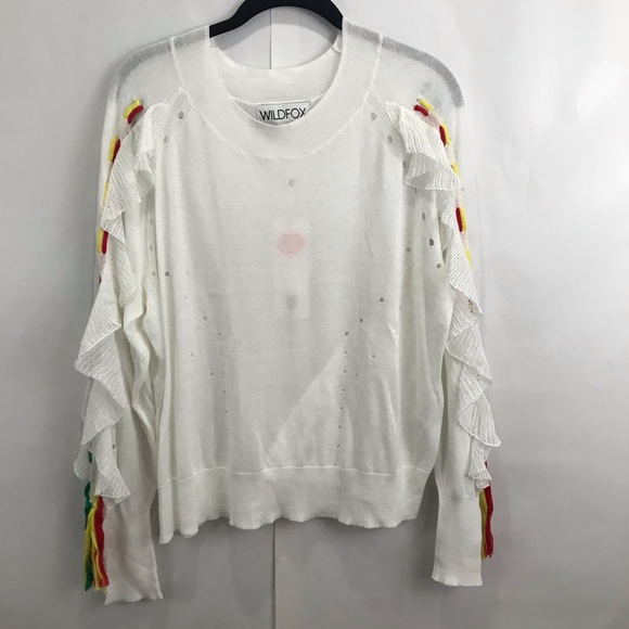 NEW Wildfox Diez Ruffle tassel sweater - Picture 2 of 5